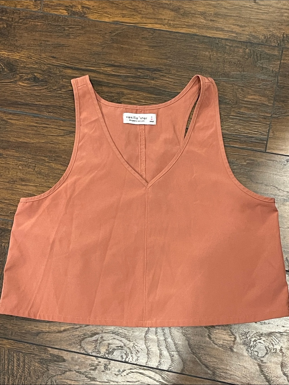 Vanilla Star Rusty Orange V-Neck Cropped Tank